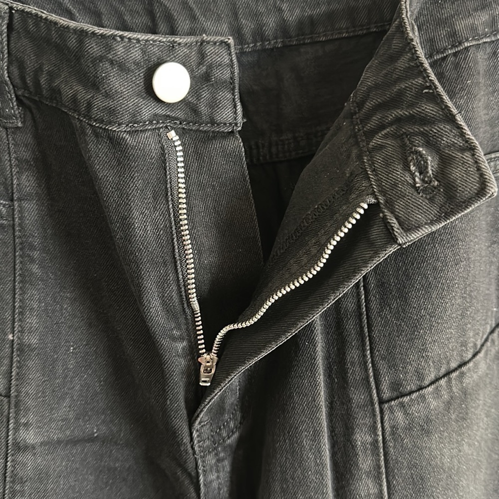 Cider Middle Waist Pocket Wide Leg BLACK Jeans - Picture 6 of 9
